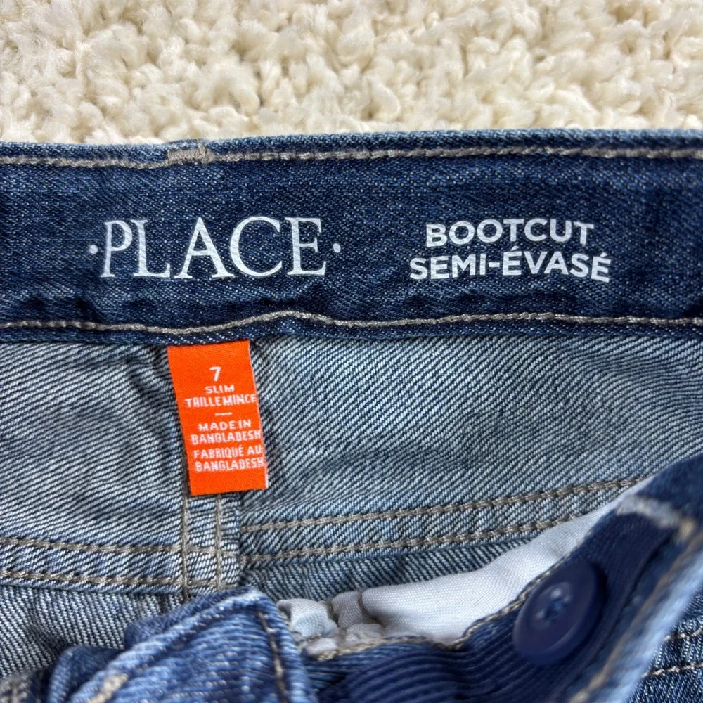The Childrens Place Kids Bootcut Jeans Size 7 Slim Fit Dark‎ Wash Denim